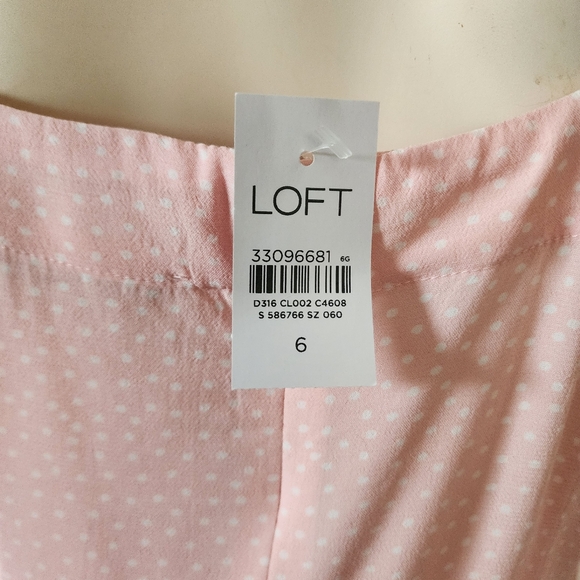LOFT Midi Dress Womens 6 Pink Polka-dot Sleeveless NEW - Picture 9 of 9